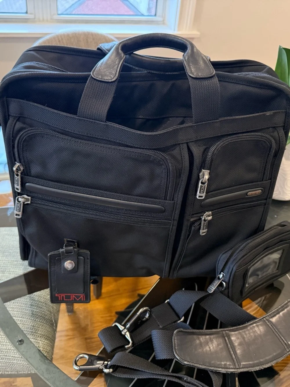 Tumi Black Nylon Laptop Briefcase with Multiple Front Pockets